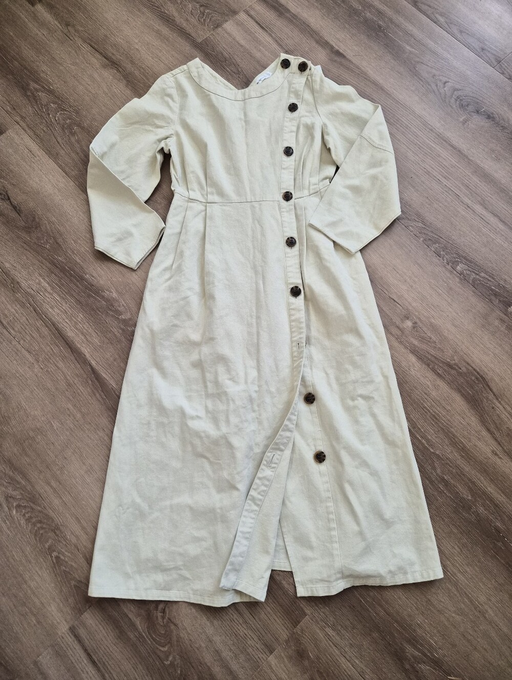 Moussy Vintage Japan Cream Button-Front Long Sleeve Maxi Dress